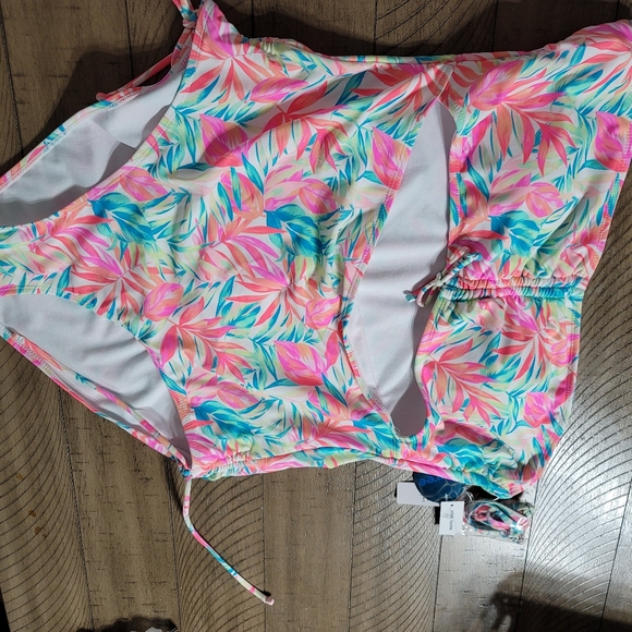 Decree Womens Exotic Textured Leaf Monokini One Piece Swimsuit XL - Picture 11 of 14